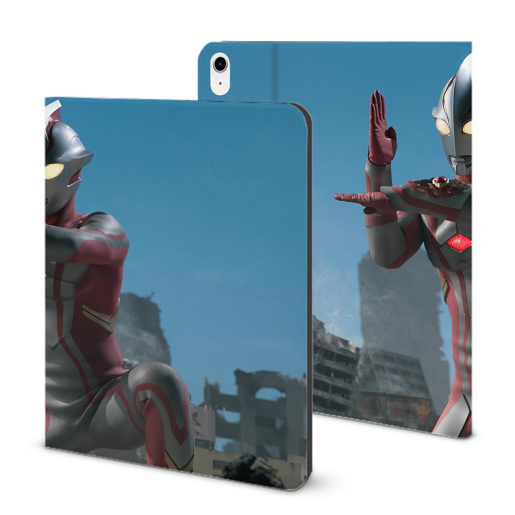 （画像用） ウルトラマン Ultraman IPad ケース ブック型 PUレザー TPU 耐衝撃 軽量 薄型 ペン収納なし 全面保護 IPad 各モデル対応
